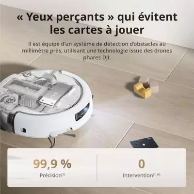 DJI ROMO A - Robot Aspirateur Laveur avec Station - Robot Transparent - 25 000 Pa - Détection au millimetre - 200 j sans Entret