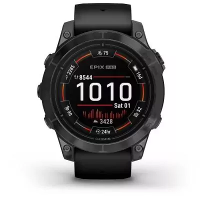 GARMIN - Epix Pro (Gen2) - Montre connectée a haute performance - 47mm - Acier, Gray avec bracelet noir