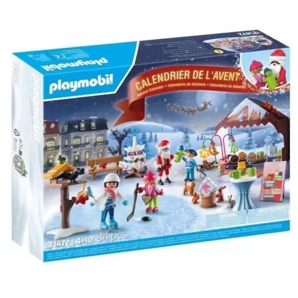 PLAYMOBIL 71472 Calendrier de l'Avent Marché de Noël, 24 surprises, 84 pieces, Des 4 ans
