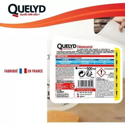 Décolleur papier peint - QUELYD - Dissoucol - Lessive - Supprime les résidus - Flacon 500 ml (280 m²)