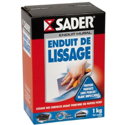 Enduit de lissage - SADER - Mur en pâte - Pret a l'emploi - Joint plaque de plâtre - Rebouchage - Pot 1,5 kg