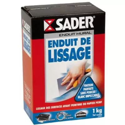Enduit de lissage - SADER - Mur en pâte - Pret a l'emploi - Joint plaque de plâtre - Rebouchage - Pot 1,5 kg