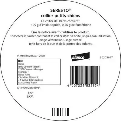 SERESTO Chien Collier Anti-Puces et Anti-Tiques -8kg 2 unités