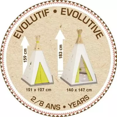 Tipi intérieur/extérieur évolutif Smoby - Anti-UV - 147x140x183,5 cm