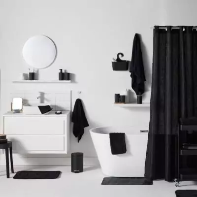 Set de douche - TODAY - UTILITY - Panier, tapis, rideau - Black Set de douche - TODAY - UTILITY - Panier, tapis, rideau - Black