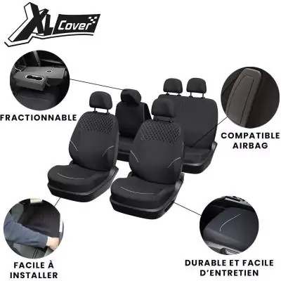 Housses auto - XLCOVER - SUV/Berline - Fractionnable - Housses assises/dossiers avant, appuis-tete et banquette arriere