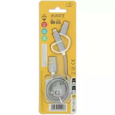 Câble 3 en 1 - AUTO T - 540206 - Micro-USB - Apple - USB-C