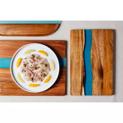 Moulin a sel - BISETTI - POSITANO - 13 cm - Acacia / Resine bleu