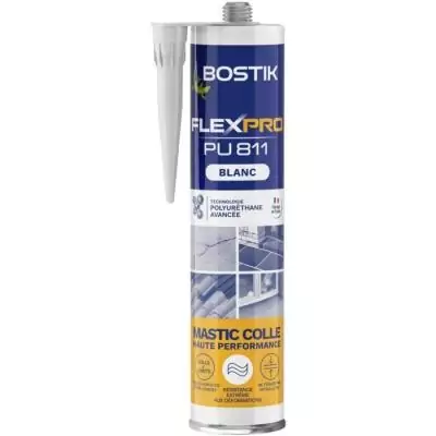 Mastic colle/joint - BOSTIK - Flexpro PU811 - Tous matériaux - Intérieur/extérieur - Blanc - 300 ml