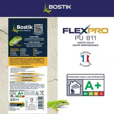 Mastic colle/joint - BOSTIK - Flexpro PU811 - Tous matériaux - Intérieur/extérieur - Anthracite RAL7016 - 300 ml Mastic colle/joint - BOSTIK - Flexpro PU811 - Tous matériaux - Intérieur/extérieur - Anthracite RAL7016 - 300 ml
