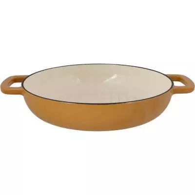 Poele a grill - COSY & TRENDY - FONTESTIC - Fonte émaillée - Ø28 cm - Tous feux dont induction - Ambre