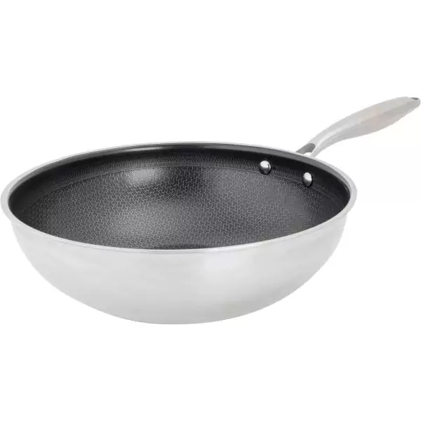 Wok - COSY & TRENDY - HEXAPRO - Acier inoxydable - Ø24 cm - Anti-adhésive - Tous feux dont induction