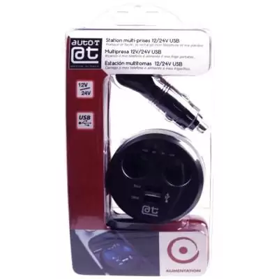 AUTO-T Multiprise Allume-Cigare USB Sur Porte Boisson 12/24V