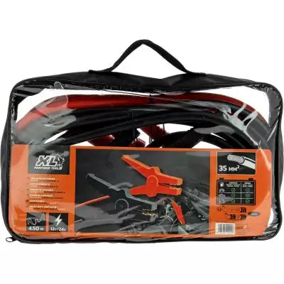 Lot de 2 câbles de démarrage - XLPT - 35 mm² - 4,50 m - Pinces isolées - Sacoche de rangement incluse Lot de 2 câbles de démarrage - XLPT - 35 mm² - 4,50 m - Pinces isolées - Sacoche de rangement incluse