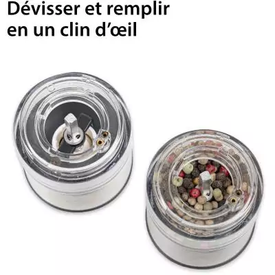Moulin Poivre/Sel électrique - ADE -KITCHEN GADGETS - Acier inoxydable/plastique - H 22,5 cm - Inclus 6 pilles AAA - Noir