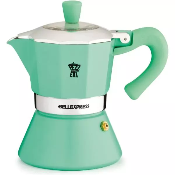 Cafetiere italienne - PEZZETTI - BELLEXPRESS - Aluminium - 6 tasses - Tous feux dont induction - Turquoise
