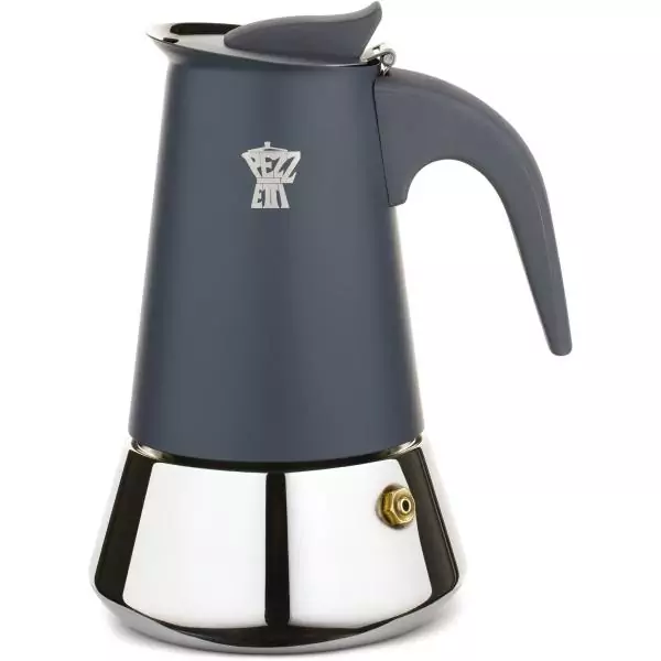 Cafetiere italienne - PEZZETTI - STEELEXPRESS - Acier inoxydable - 6 tasses - Tous feux dont induction - Bleu Indigo