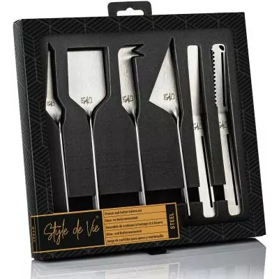 Coffret couteaux a fromages et beurre - STYLE DE VIE - Acier inoxydable - 6 pieces - Argent