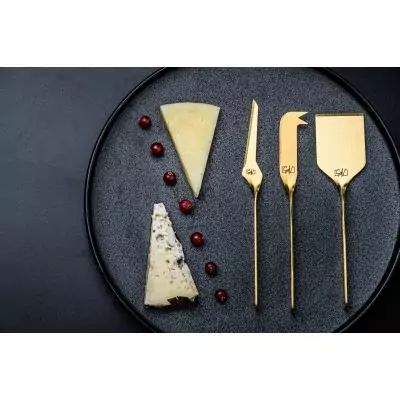 Coffret couteaux a fromages et beurre - STYLE DE VIE - Acier inoxydable - 6 pieces - Doré