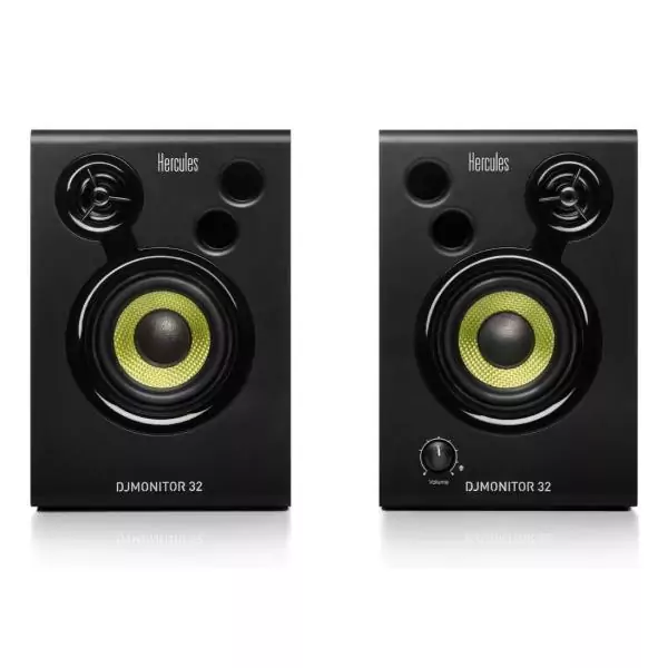 HERCULES DJMONITOR 32 - Enceintes de monitoring actives - 2 x 15W RMS - Woofer de 3 - Effet Stéréo - Noir