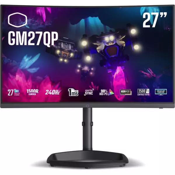 Ecran PC Gamer Incurvé - COOLER MASTER - 27'' - QHD - 240Hz - Dalle VA - 1ms - Ajustable en hauteur - GM27QP