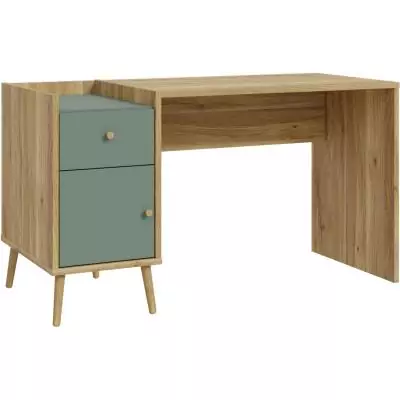 Bureau droit WHENUA - Chene/ Vert sauge - 139,6 x 77,3 x 60 cm