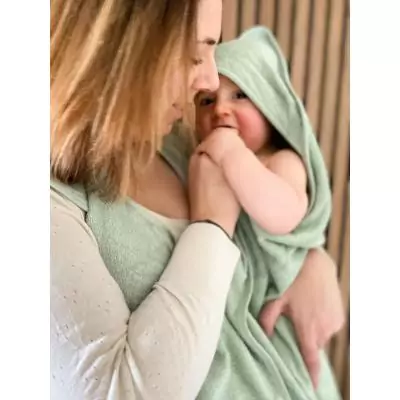 Drap de bain XXL Parent / Bébé - CANDIDE - 100x100 cm - Vert d'eau