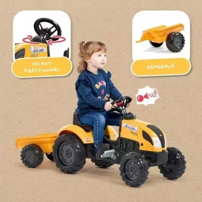 Tracteur a pédales Mighty Builder - FALK - Avec remorque - 100% Fabriqué en France - Au moins 50% de plastique recyclé - Des Tracteur a pédales Mighty Builder - FALK - Avec remorque - 100% Fabriqué en France - Au moins 50% de plastique recyclé - Des