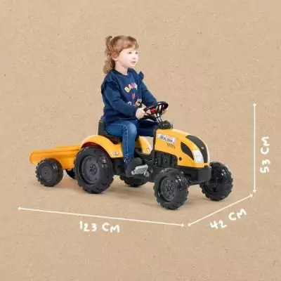 Tracteur a pédales Mighty Builder - FALK - Avec remorque - 100% Fabriqué en France - Au moins 50% de plastique recyclé - Des Tracteur a pédales Mighty Builder - FALK - Avec remorque - 100% Fabriqué en France - Au moins 50% de plastique recyclé - Des