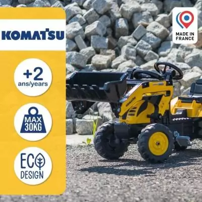 Tractopelle a pédales Komatsu - FALK - Pelle frontale & Excavatrice - 100% Fabriqué en France - 30% de plastique recyclé - De Tractopelle a pédales Komatsu - FALK - Pelle frontale & Excavatrice - 100% Fabriqué en France - 30% de plastique recyclé - De