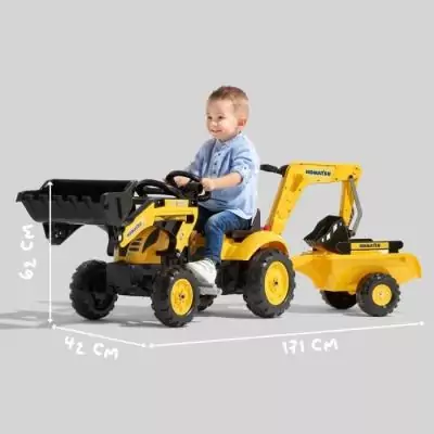 Tractopelle a pédales Komatsu - FALK - Pelle frontale & Excavatrice - 100% Fabriqué en France - 30% de plastique recyclé - De Tractopelle a pédales Komatsu - FALK - Pelle frontale & Excavatrice - 100% Fabriqué en France - 30% de plastique recyclé - De