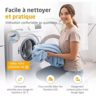 Couverture chauffante reversible - MEDISANA - HB 415 - 120 W - 9 réglages - 180 x 130 cm - Bleu