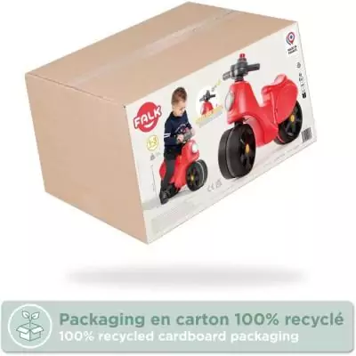 Scooter Strada - FALK - Guidon directionnel avec klaxon - Larges roues sécurisantes - Rouge - 100% Fabriqué en France - Des 12