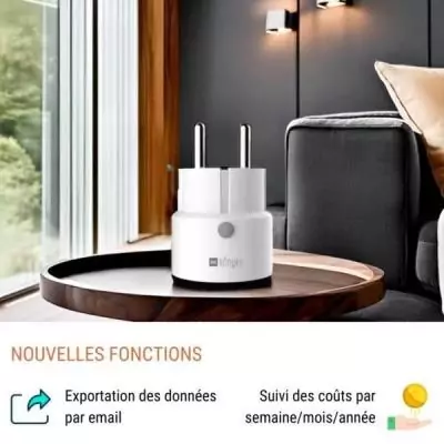 Mini prise intelligente - KONYKS - Priska Max Black FR - Wi-Fi+BT - 16A - Blanc