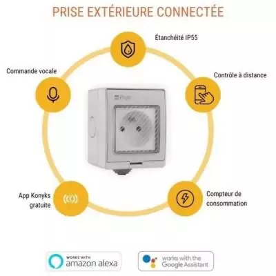 Prise extérieure - KONYKS - Pluviose FR - WiFi - Blanc