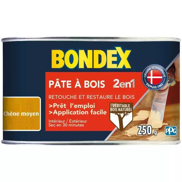 Pâte a bois 2 en 1 Chene moyen - BONDEX - 250g
