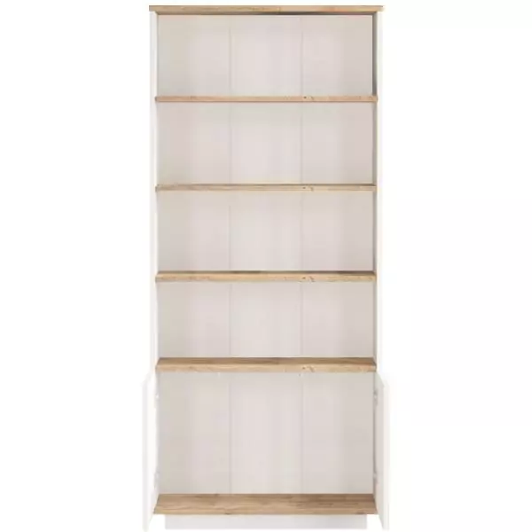 Bibliotheque élégante - FR16 - 2 portes - 75 x 168 x 27 cm - Pin atlantique / Blanc