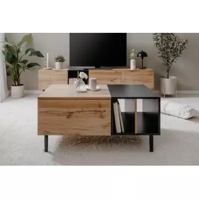 Table basse - LONA - Rectangulaire - Chene artisan / Noir - 100 x 46,5 x 55 cm