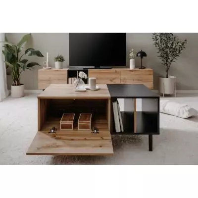 Table basse - LONA - Rectangulaire - Chene artisan / Noir - 100 x 46,5 x 55 cm
