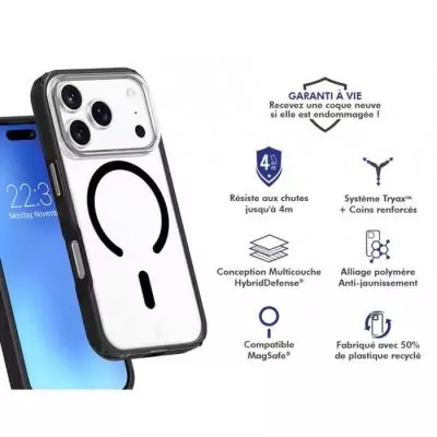 Coque iPhone17 Pro Air Xtrem Frost MagSafe Recyclée - Noir