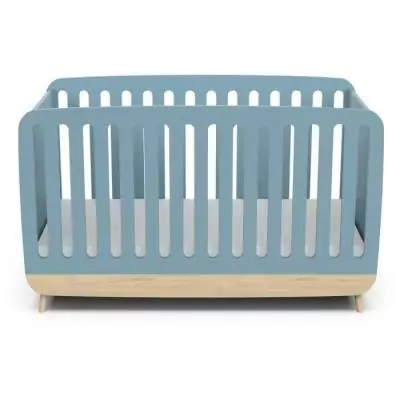 Ens. lit bébé 70 x 140 Kit évolutif, commode 2 tiroirs, 3 niches et 1 plan a langer - FIRMIANA - Scandinave - Bleu / bois - Ens. lit bébé 70 x 140 Kit évolutif, commode 2 tiroirs, 3 niches et 1 plan a langer - FIRMIANA - Scandinave - Bleu / bois -