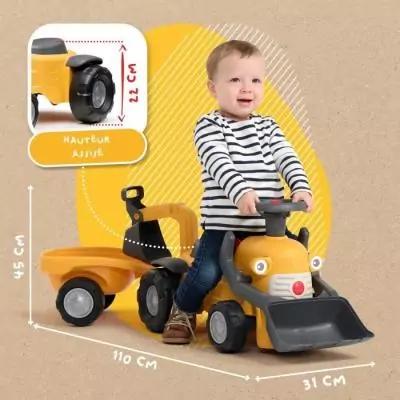 Porteur Chantier Marcel - FALK - Pelle frontale, excavatrice - Jaune - Fabriqué en France - 90% de plastique recyclé - Des 12