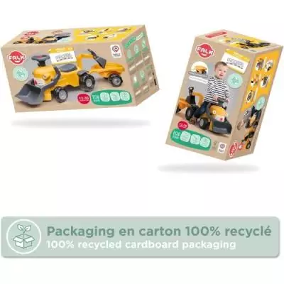 Porteur Chantier Marcel - FALK - Pelle frontale, excavatrice - Jaune - Fabriqué en France - 90% de plastique recyclé - Des 12