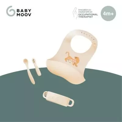 Babymoov - Coffret Premiers Repas Bébé Silicone - Vaisselle Diversification Alimentaire - Développé avec Ergothérapeute - M