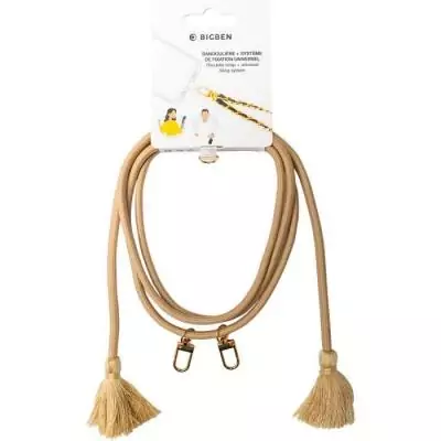 Coque bandouliere - BBC - Beige - Pompons - Universelle amovible - Longueur ajustable