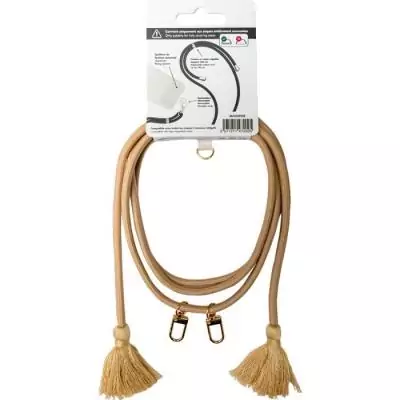 Coque bandouliere - BBC - Beige - Pompons - Universelle amovible - Longueur ajustable Coque bandouliere - BBC - Beige - Pompons - Universelle amovible - Longueur ajustable