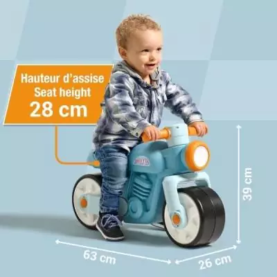 Draisienne Moto Premier - FALK - Avec roues silencieuses - Bleu - 75% Plastique Recyclé - 100% Fabriqué en France - Des 12 mo