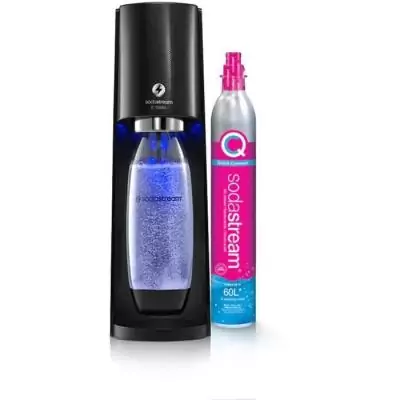 Machine a soda et eau pétillante - SODASTREAM - E-TERRA - 1 bouteille compatible lave-vaisselle - 1 recharge de gaz 60L - Noir