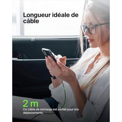 Câble tressé - BELKIN - USB-C vers USB-A - 2 m - Noir