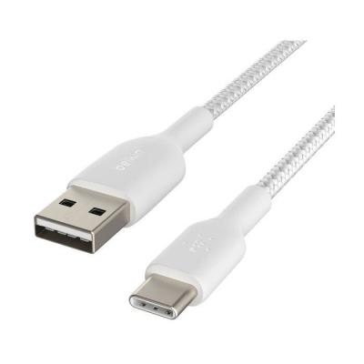 Câble tressé - BELKIN - USB-A vers USB-C - 3 m - Blanc